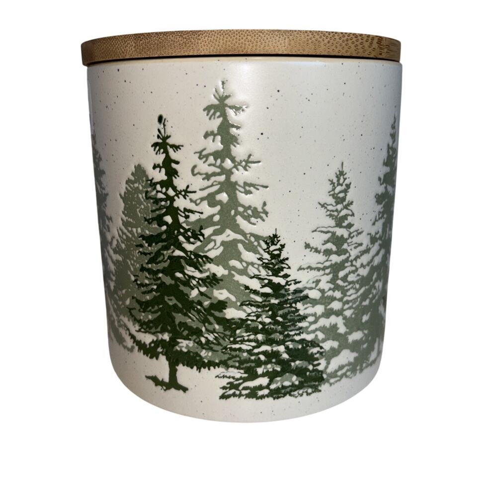 Eli & Ana Christmas Tree Aspen Evergreen Forest Covered Canister Jar 5"